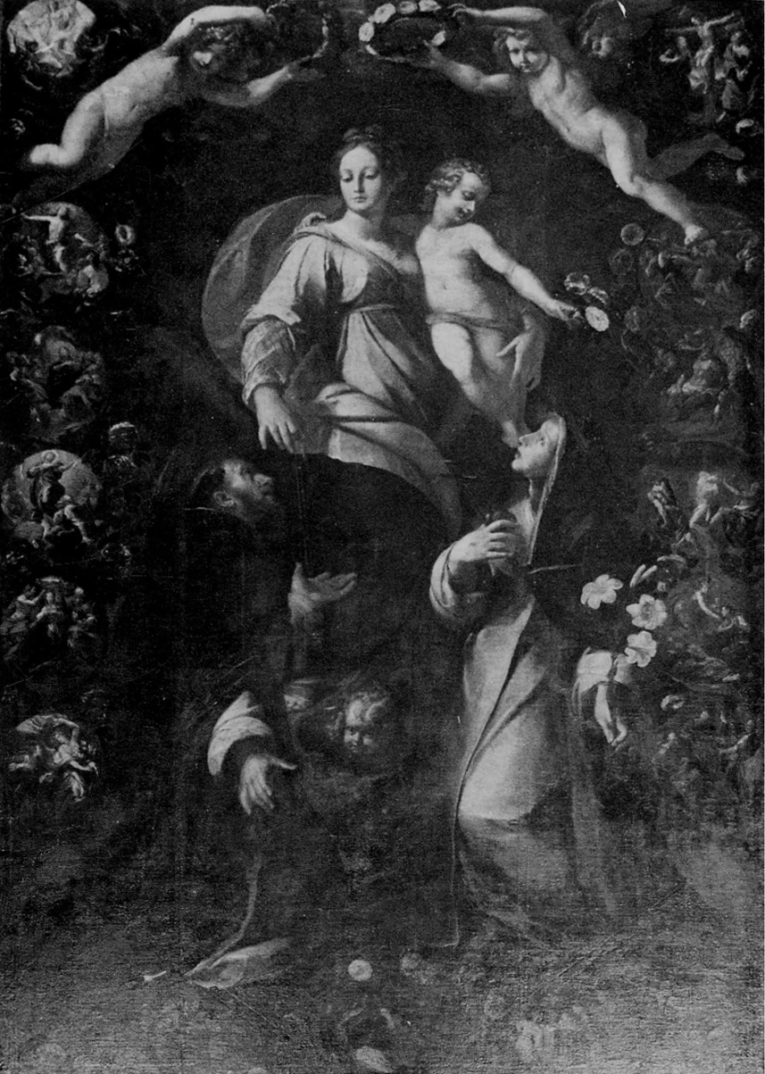  92-Madonna del Rosario con San Pietro Martire, Santa Caterina da Siena e misteri del rosario - Novara 